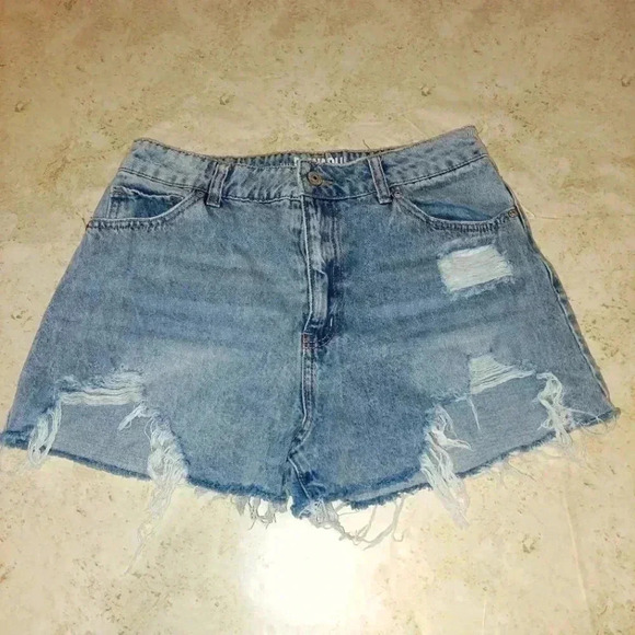 Rewash Pants - Rewash Denim Shorts Women 7/28 High Rise Blue Light Wash Rips Cut Off
